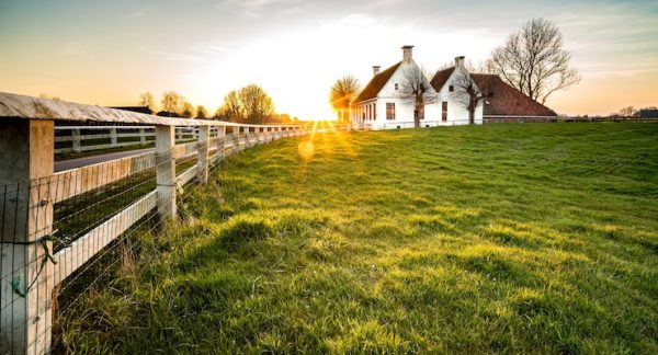 beautiful-shot-fence-leading-house-green-grass-area_181624-18255
